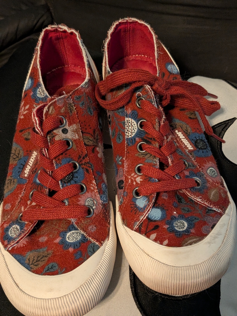 Rocket Dog Rust Red Floral Canvas Lace-Up Sneakers